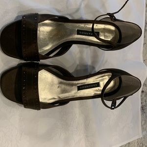 Brown satin dress sandals